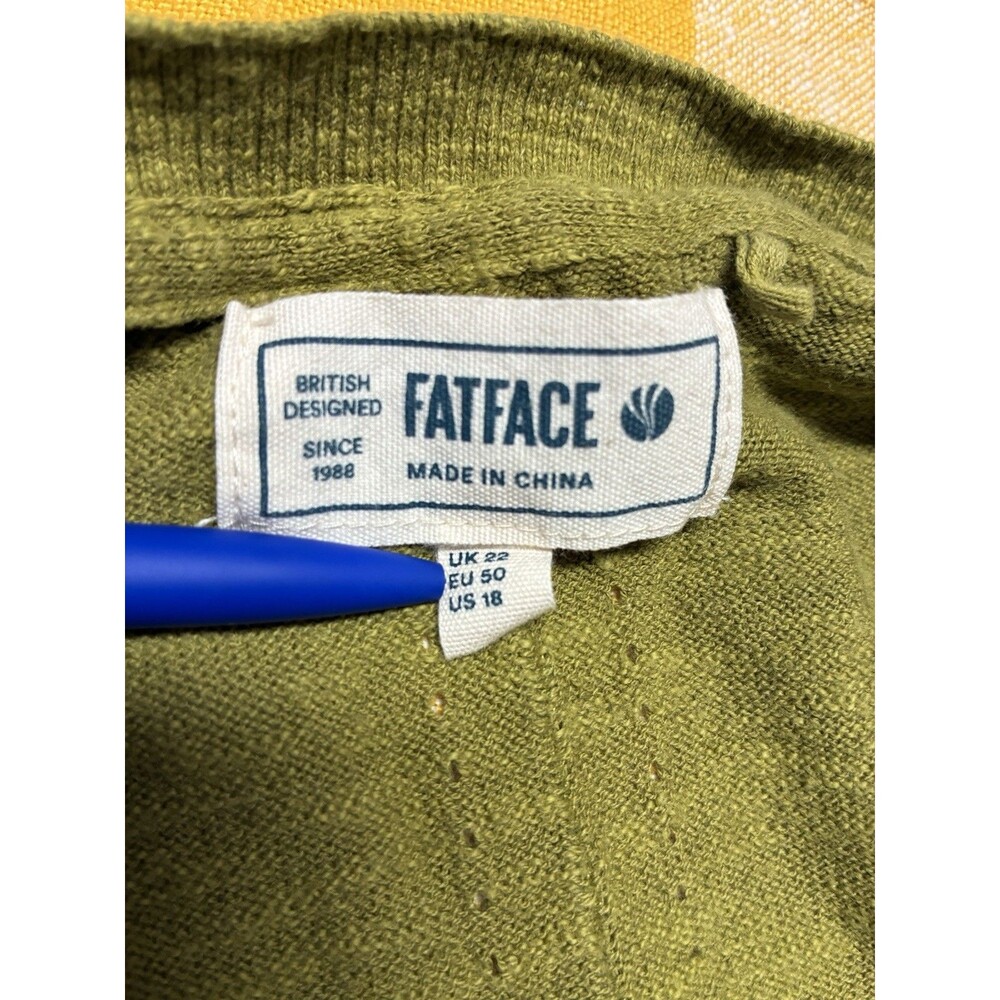 Fat Face Summer Knit Cardigan Vest Olive Green Size Us 18 Button Down - Picture 11 of 11
